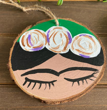Load image into Gallery viewer, Mini Green Painted Frida’s on Wood Rounds