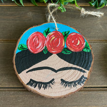 Load image into Gallery viewer, Mini Blue Painted Frida’s on Wood Rounds