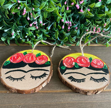 Load image into Gallery viewer, Mini Yellow Painted Frida’s on Wood Rounds