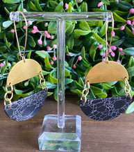 Load image into Gallery viewer, Black Howlite and Brass earrings