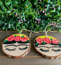 Load image into Gallery viewer, Mini Yellow Painted Frida’s on Wood Rounds