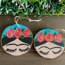 Load image into Gallery viewer, Mini Blue Painted Frida’s on Wood Rounds