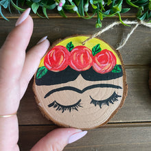 Load image into Gallery viewer, Mini Yellow Painted Frida’s on Wood Rounds