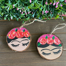 Load image into Gallery viewer, Mini Pink Painted Frida’s on Wood Rounds