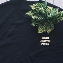 Load image into Gallery viewer, Rich Auntie/ Tia Vibes Crewneck in Deep Black