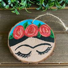 Load image into Gallery viewer, Mini Blue Painted Frida’s on Wood Rounds