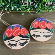 Load image into Gallery viewer, Mini Purple Painted Frida’s on Wood Rounds