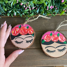 Load image into Gallery viewer, Mini Pink Painted Frida’s on Wood Rounds
