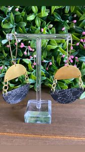 Black Howlite and Brass earrings