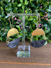 Load image into Gallery viewer, Black Howlite and Brass earrings
